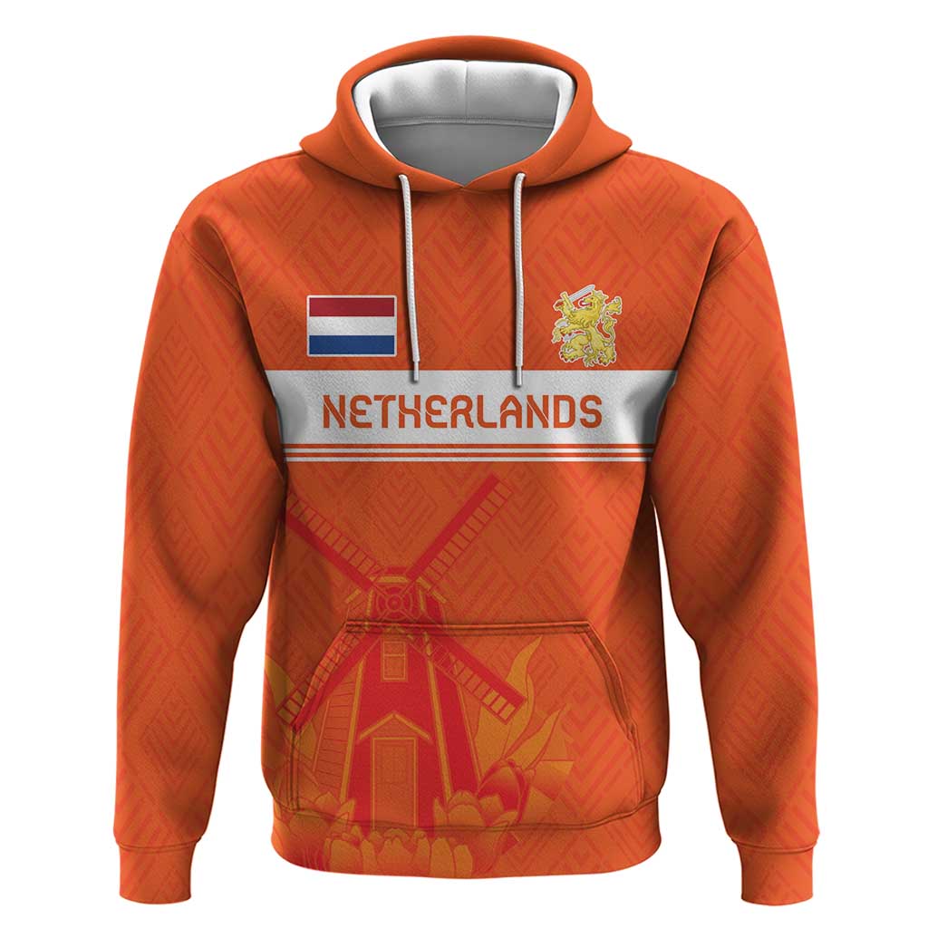 Custom Netherlands Rugby Zip Hoodie Windmill and Tulips With Jersey Pattern - Wonder Print Shop