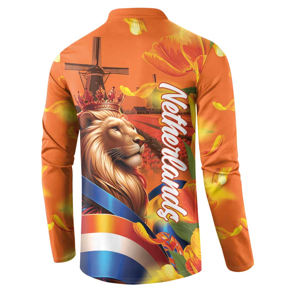 Netherlands Koningsdag Button Sweatshirt Dutch Lion of Royal Pride
