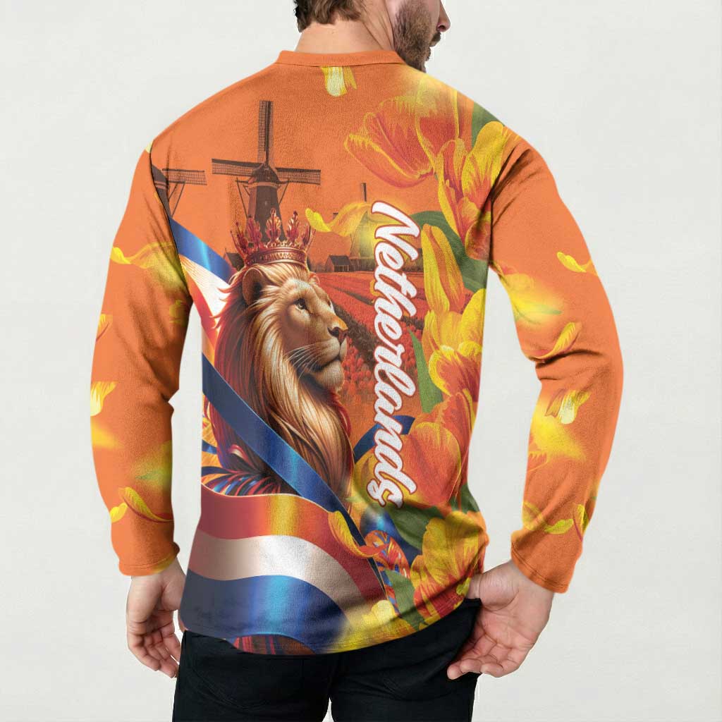 Netherlands Koningsdag Button Sweatshirt Dutch Lion of Royal Pride