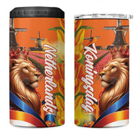 Netherlands Koningsdag 4 in 1 Can Cooler Tumbler Dutch Lion of Royal Pride