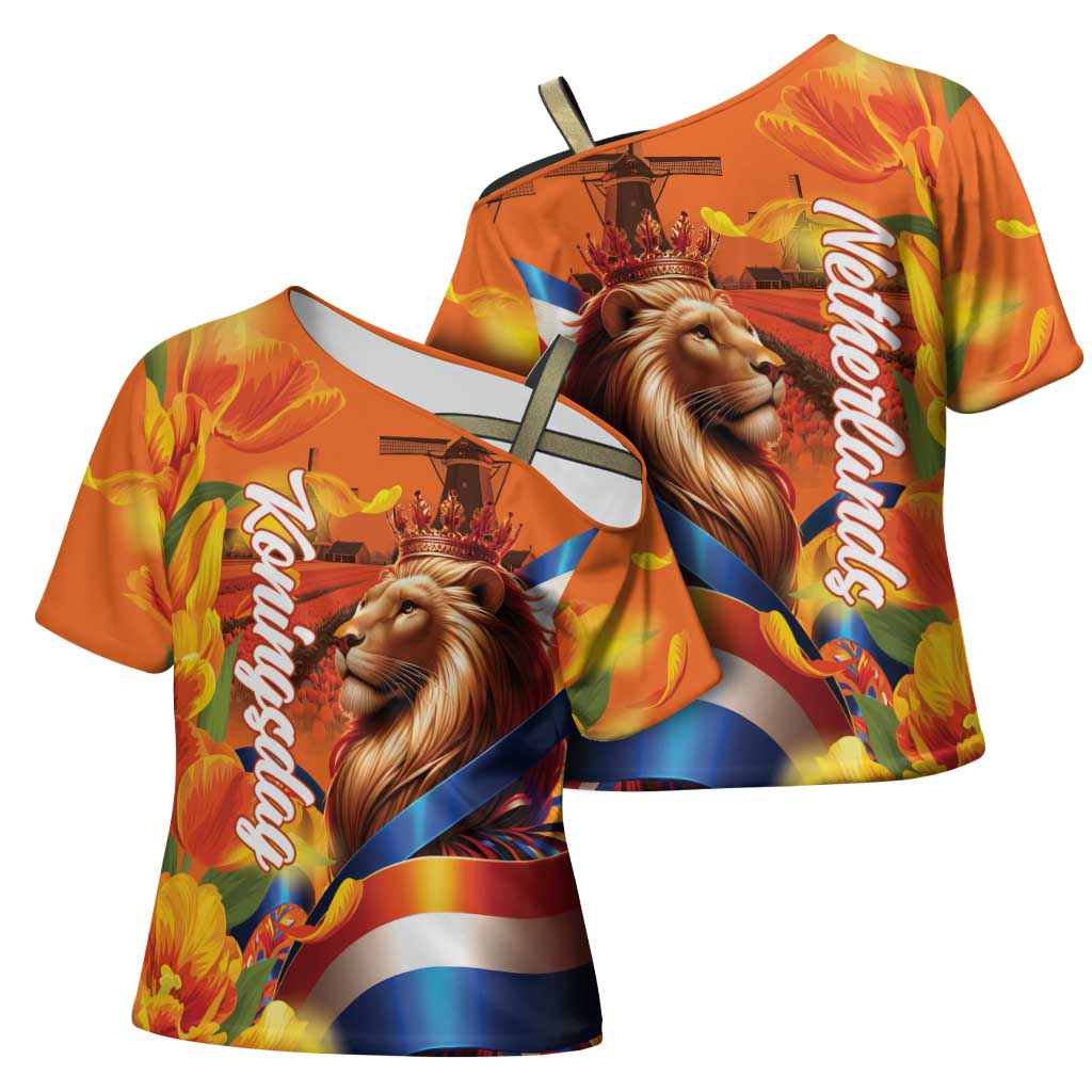 Netherlands Koningsdag Cross Shoulder Shirt Dutch Lion of Royal Pride