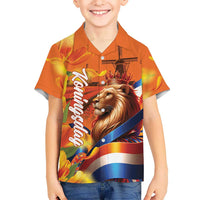 Netherlands Koningsdag Kid Hawaiian Shirt Dutch Lion of Royal Pride