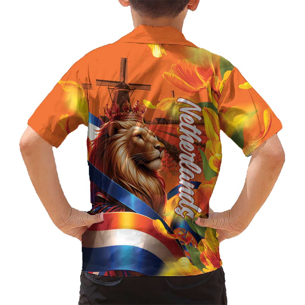 Netherlands Koningsdag Kid Hawaiian Shirt Dutch Lion of Royal Pride