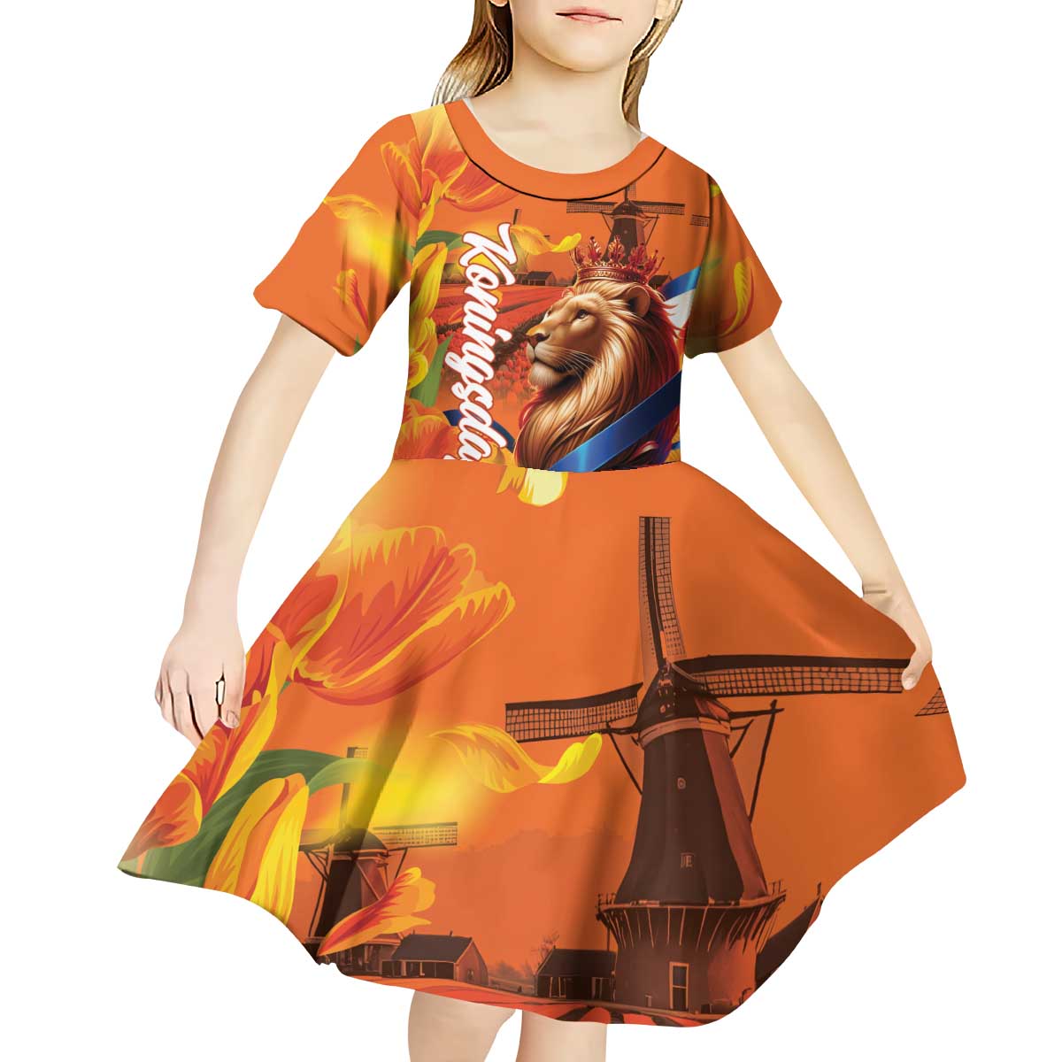 Netherlands Koningsdag Kid Short Sleeve Dress Dutch Lion of Royal Pride