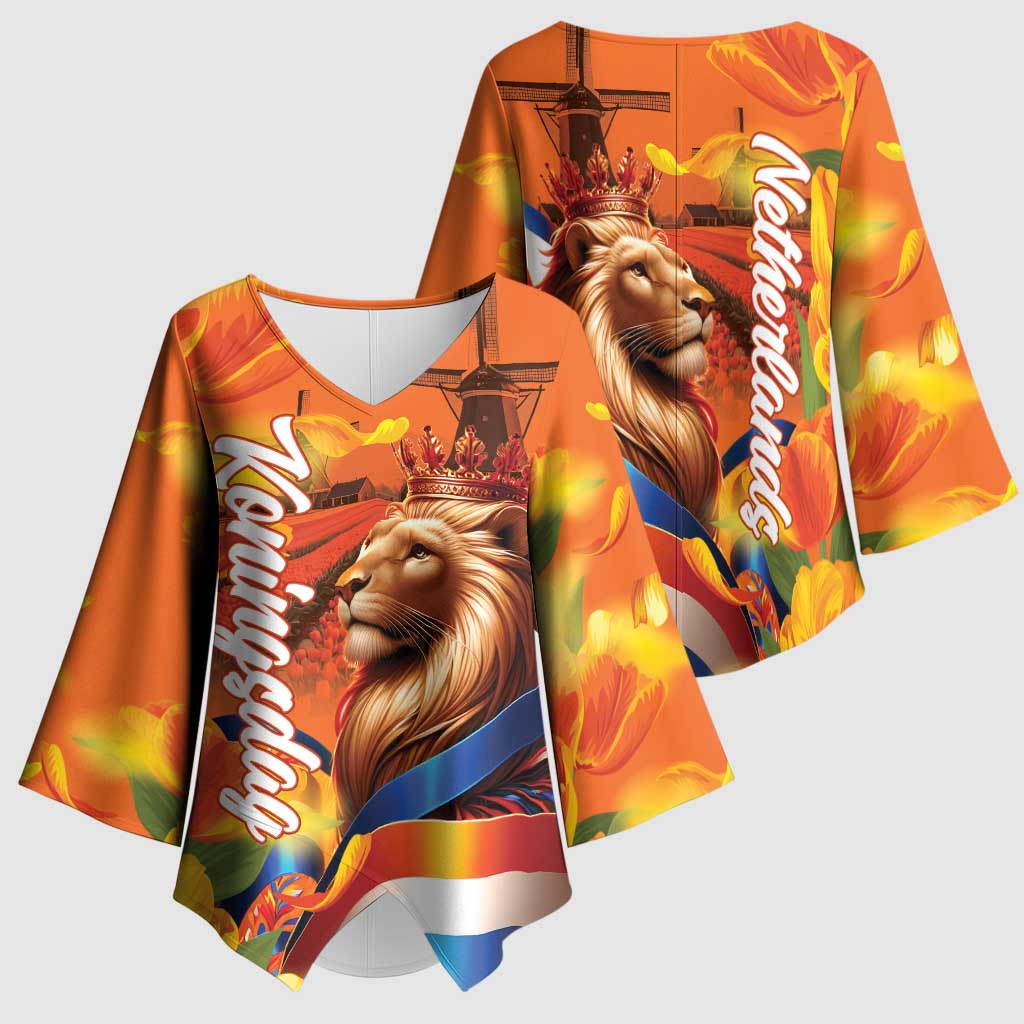 Netherlands Koningsdag Kimono Sleeve Blouse Dutch Lion of Royal Pride
