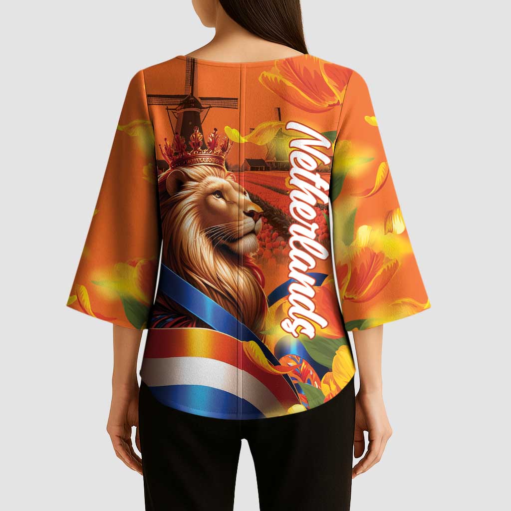 Netherlands Koningsdag Kimono Sleeve Blouse Dutch Lion of Royal Pride