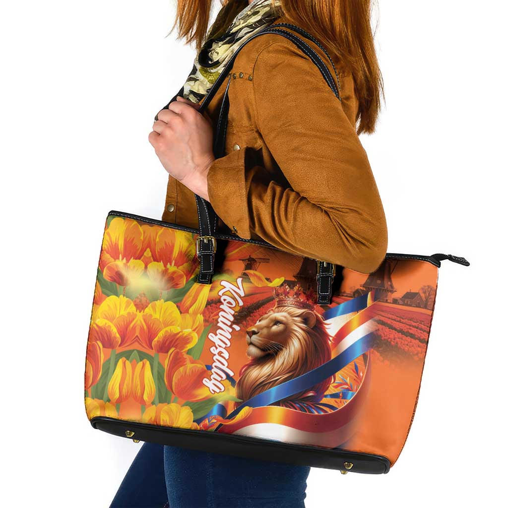 Netherlands Koningsdag Leather Tote Bag Dutch Lion of Royal Pride