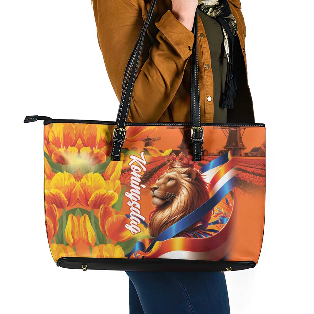 Netherlands Koningsdag Leather Tote Bag Dutch Lion of Royal Pride