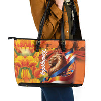 Netherlands Koningsdag Leather Tote Bag Dutch Lion of Royal Pride