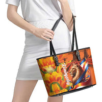 Netherlands Koningsdag Leather Tote Bag Dutch Lion of Royal Pride
