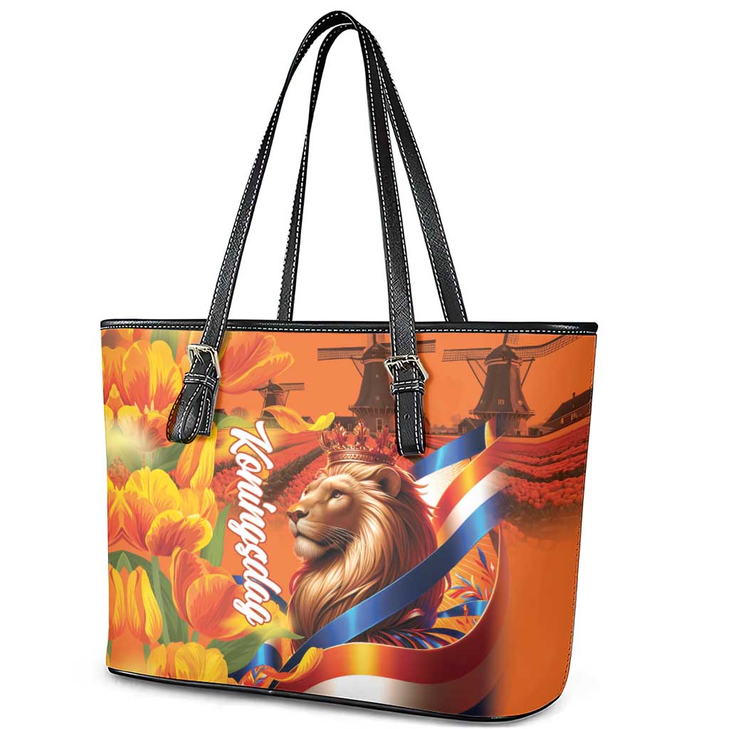 Netherlands Koningsdag Leather Tote Bag Dutch Lion of Royal Pride