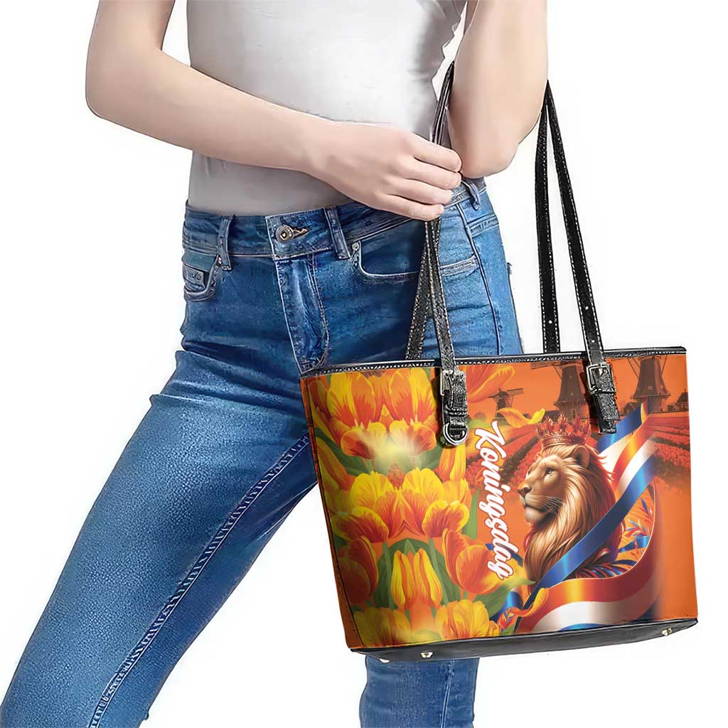Netherlands Koningsdag Leather Tote Bag Dutch Lion of Royal Pride
