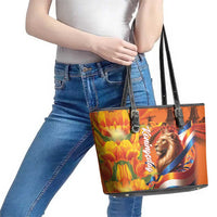 Netherlands Koningsdag Leather Tote Bag Dutch Lion of Royal Pride