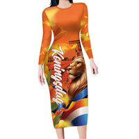 Netherlands Koningsdag Long Sleeve Bodycon Dress Dutch Lion of Royal Pride