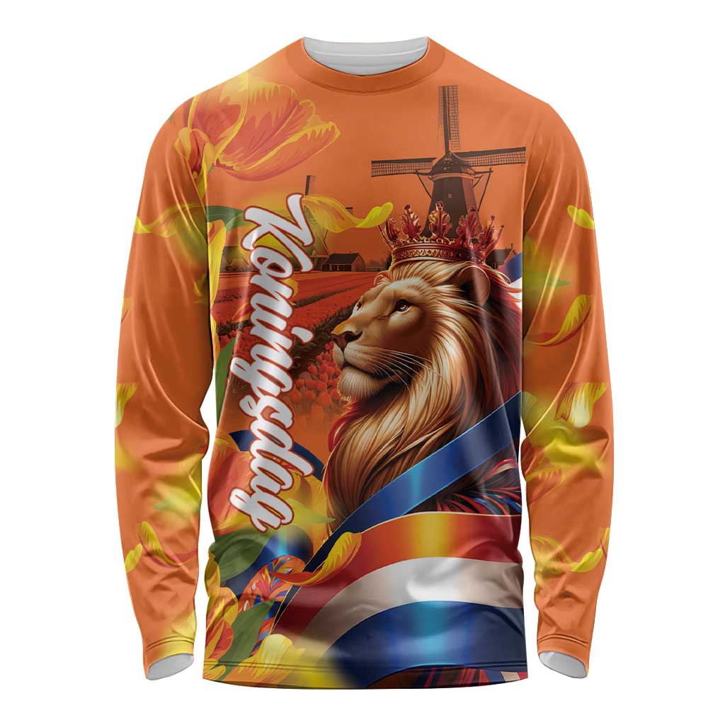 Netherlands Koningsdag Long Sleeve Shirt Dutch Lion of Royal Pride