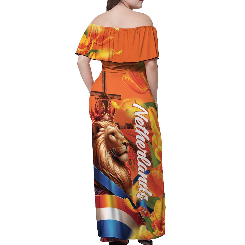 Netherlands Koningsdag Off Shoulder Maxi Dress Dutch Lion of Royal Pride