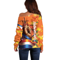 Netherlands Koningsdag Off Shoulder Sweater Dutch Lion of Royal Pride
