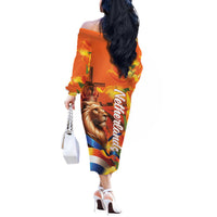 Netherlands Koningsdag Off The Shoulder Long Sleeve Dress Dutch Lion of Royal Pride