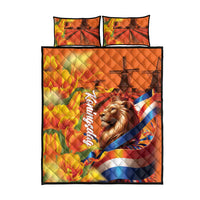 Netherlands Koningsdag Quilt Bed Set Dutch Lion of Royal Pride