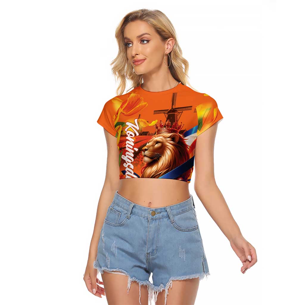 Netherlands Koningsdag Raglan Cropped T Shirt Dutch Lion of Royal Pride