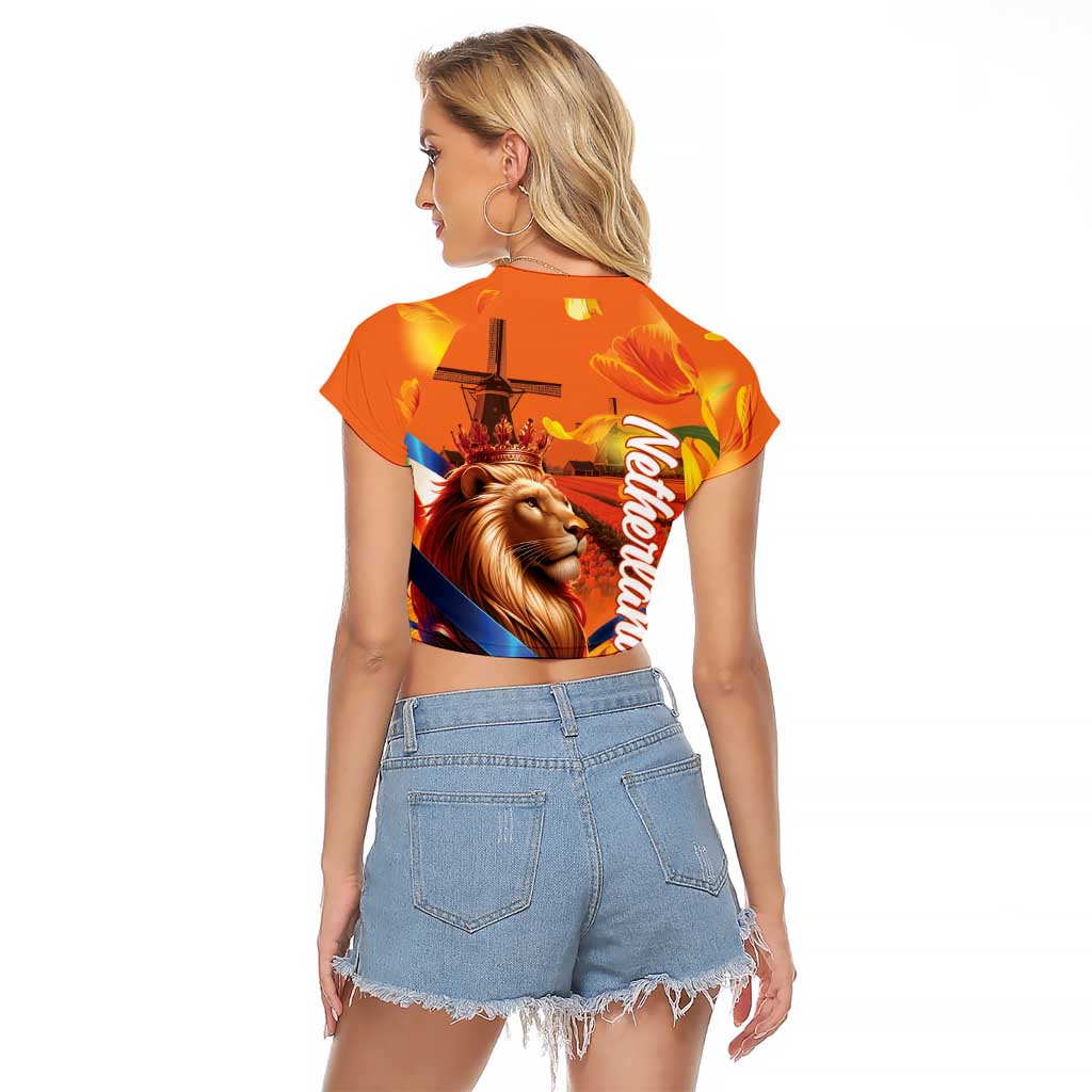 Netherlands Koningsdag Raglan Cropped T Shirt Dutch Lion of Royal Pride