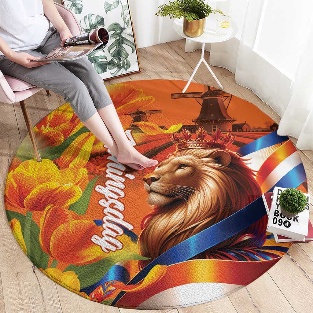 Netherlands Koningsdag Round Carpet Dutch Lion of Royal Pride