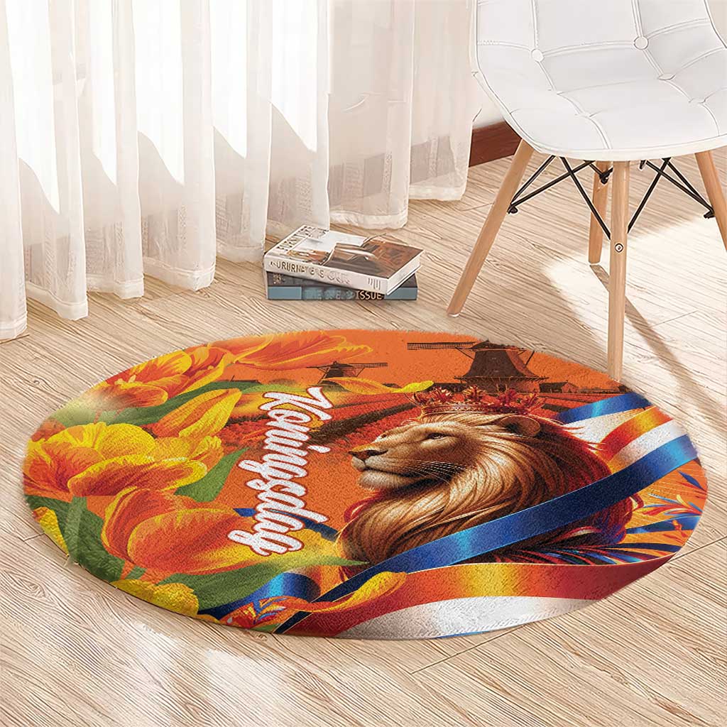 Netherlands Koningsdag Round Carpet Dutch Lion of Royal Pride