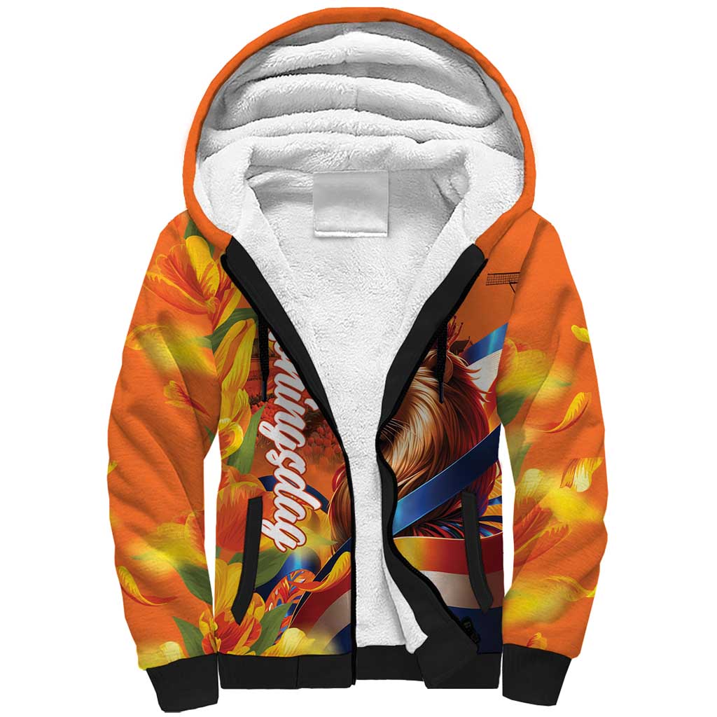 Netherlands Koningsdag Sherpa Hoodie Dutch Lion of Royal Pride