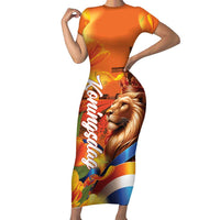 Netherlands Koningsdag Short Sleeve Bodycon Dress Dutch Lion of Royal Pride