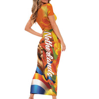 Netherlands Koningsdag Short Sleeve Bodycon Dress Dutch Lion of Royal Pride