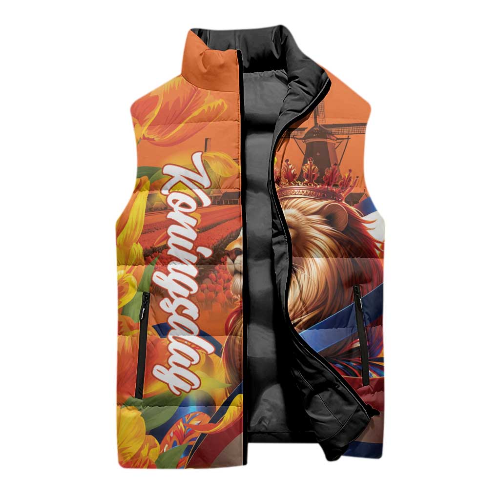 Netherlands Koningsdag Sleeveless Puffer Jacket Dutch Lion of Royal Pride
