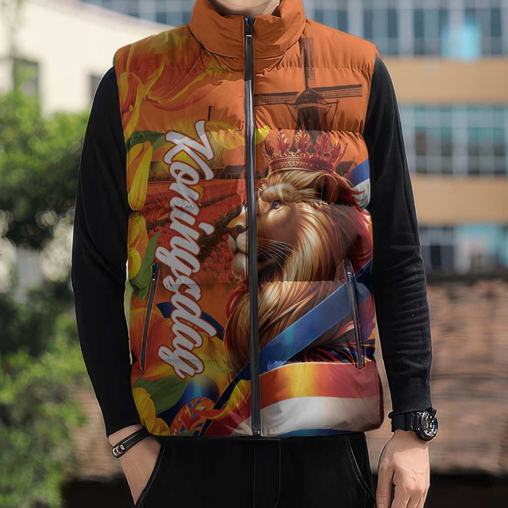 Netherlands Koningsdag Sleeveless Puffer Jacket Dutch Lion of Royal Pride