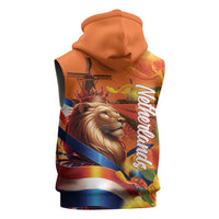 Netherlands Koningsdag Sleeveless Zip Hoodie Dutch Lion of Royal Pride