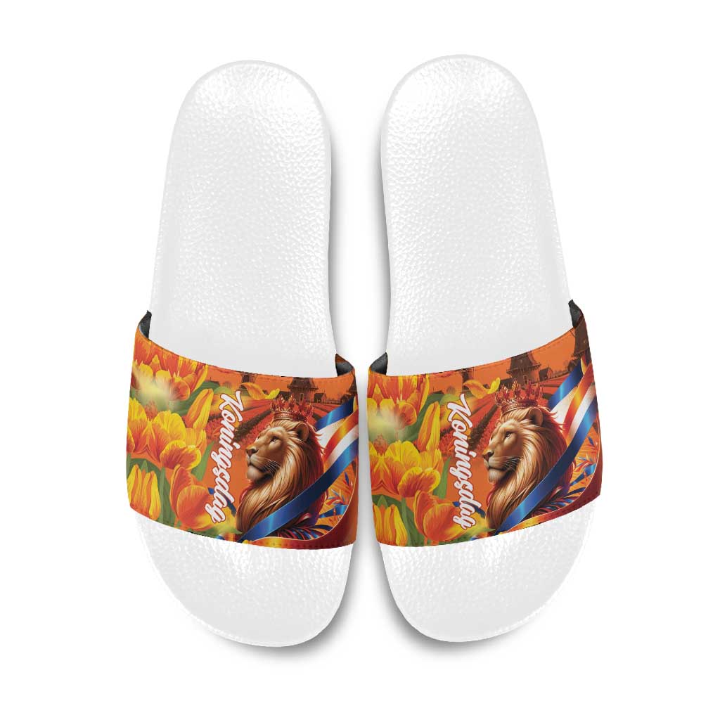 Netherlands Koningsdag Slide Sandals Dutch Lion of Royal Pride