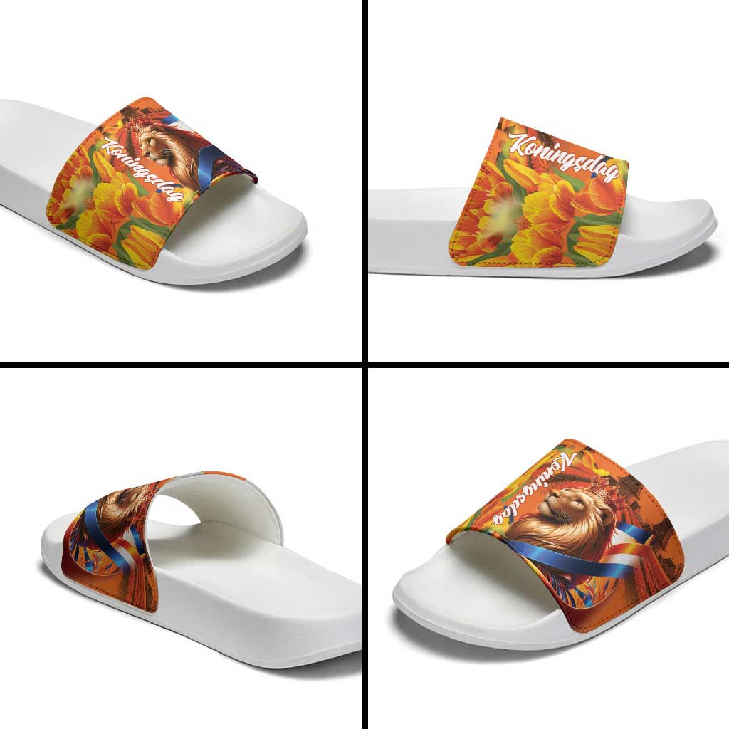 Netherlands Koningsdag Slide Sandals Dutch Lion of Royal Pride