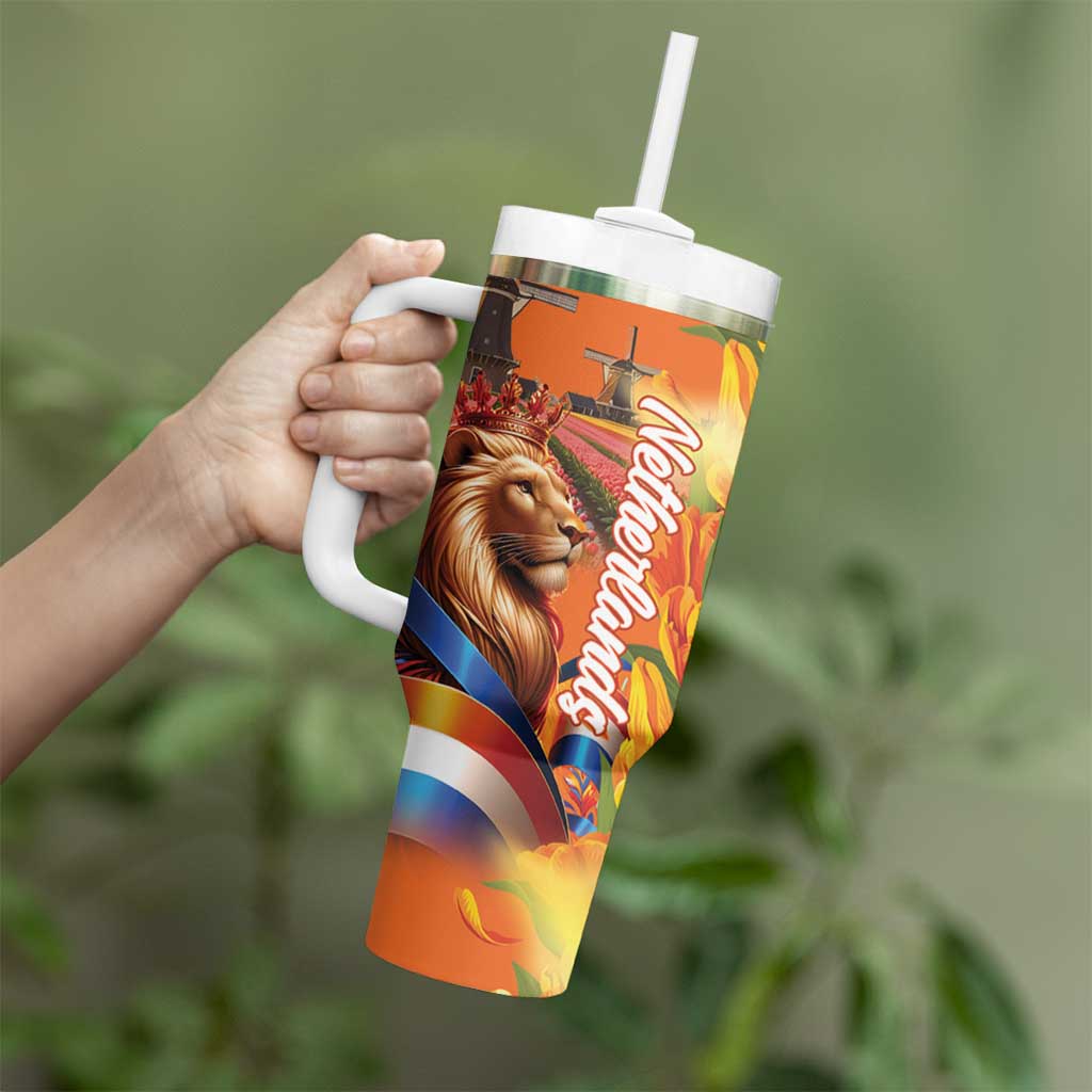 Netherlands Koningsdag Tumbler With Handle Dutch Lion of Royal Pride
