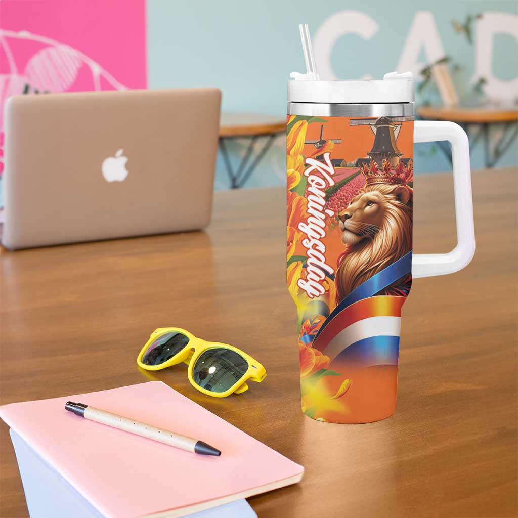 Netherlands Koningsdag Tumbler With Handle Dutch Lion of Royal Pride