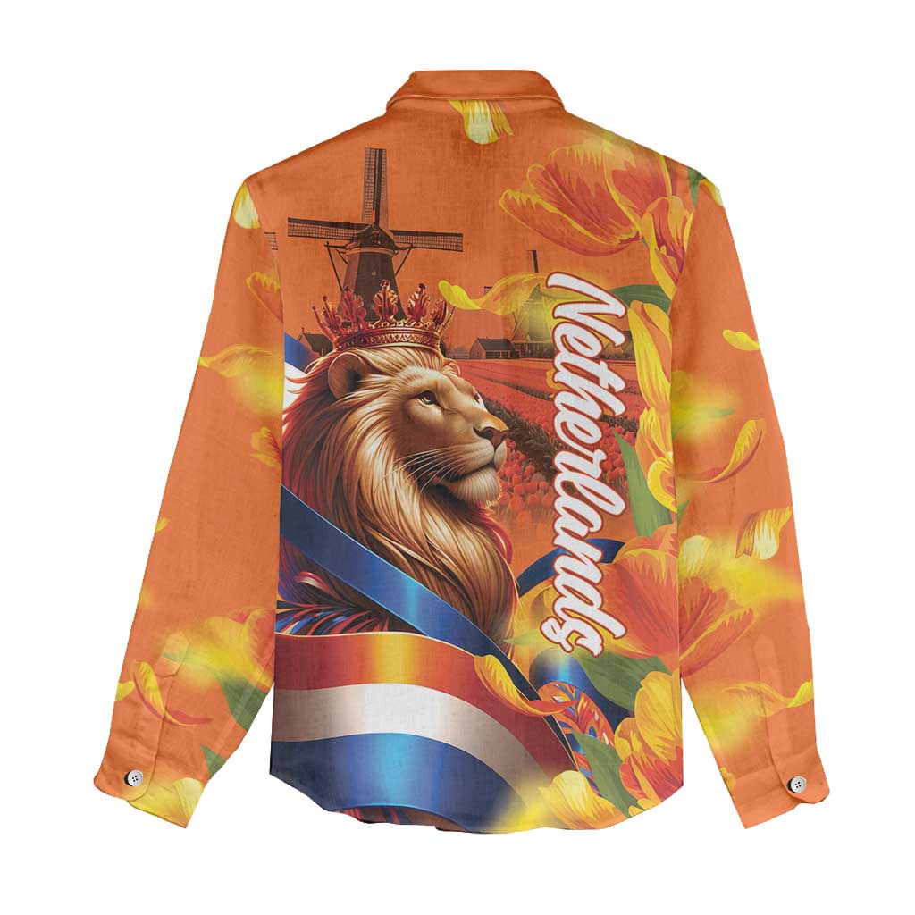 Netherlands Koningsdag Women Casual Shirt Dutch Lion of Royal Pride