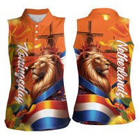 Netherlands Koningsdag Women Sleeveless Polo Shirt Dutch Lion of Royal Pride