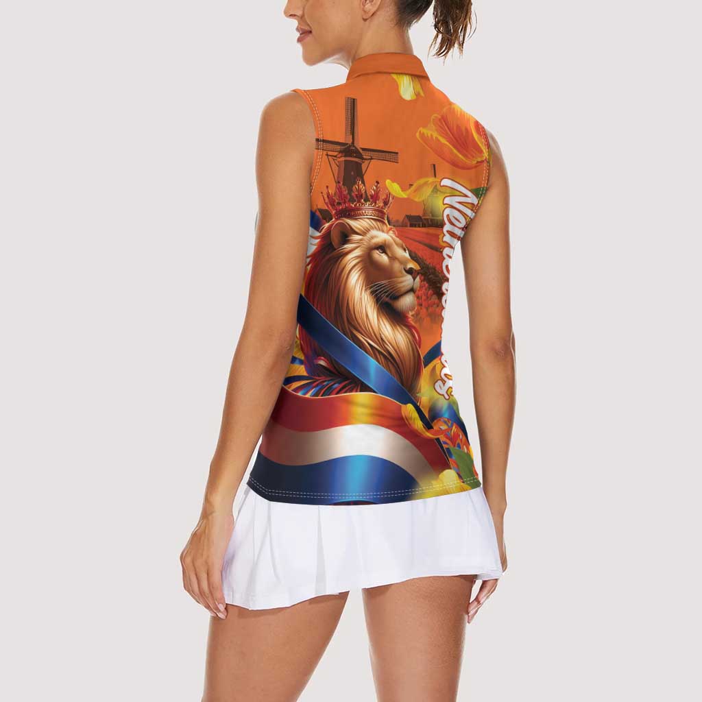 Netherlands Koningsdag Women Sleeveless Polo Shirt Dutch Lion of Royal Pride