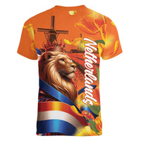 Netherlands Koningsdag Women V-Neck T-Shirt Dutch Lion of Royal Pride