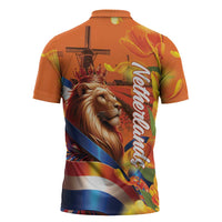 Netherlands Koningsdag Zipper Polo Shirt Dutch Lion of Royal Pride