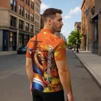 Netherlands Koningsdag Zipper Polo Shirt Dutch Lion of Royal Pride