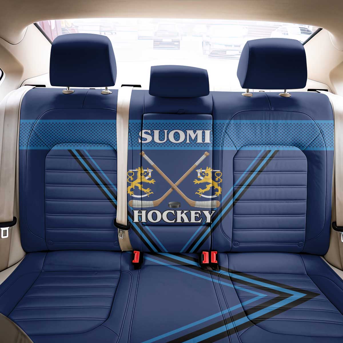 Finland Hockey Back Car Seat Cover Suomi Lion Ice Pride 2026 Blue Version