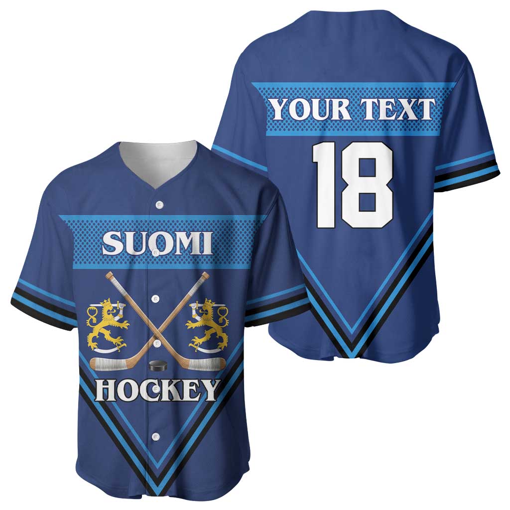 Finland Hockey Custom Baseball Jersey Suomi Lion Ice Pride 2026 Blue Version