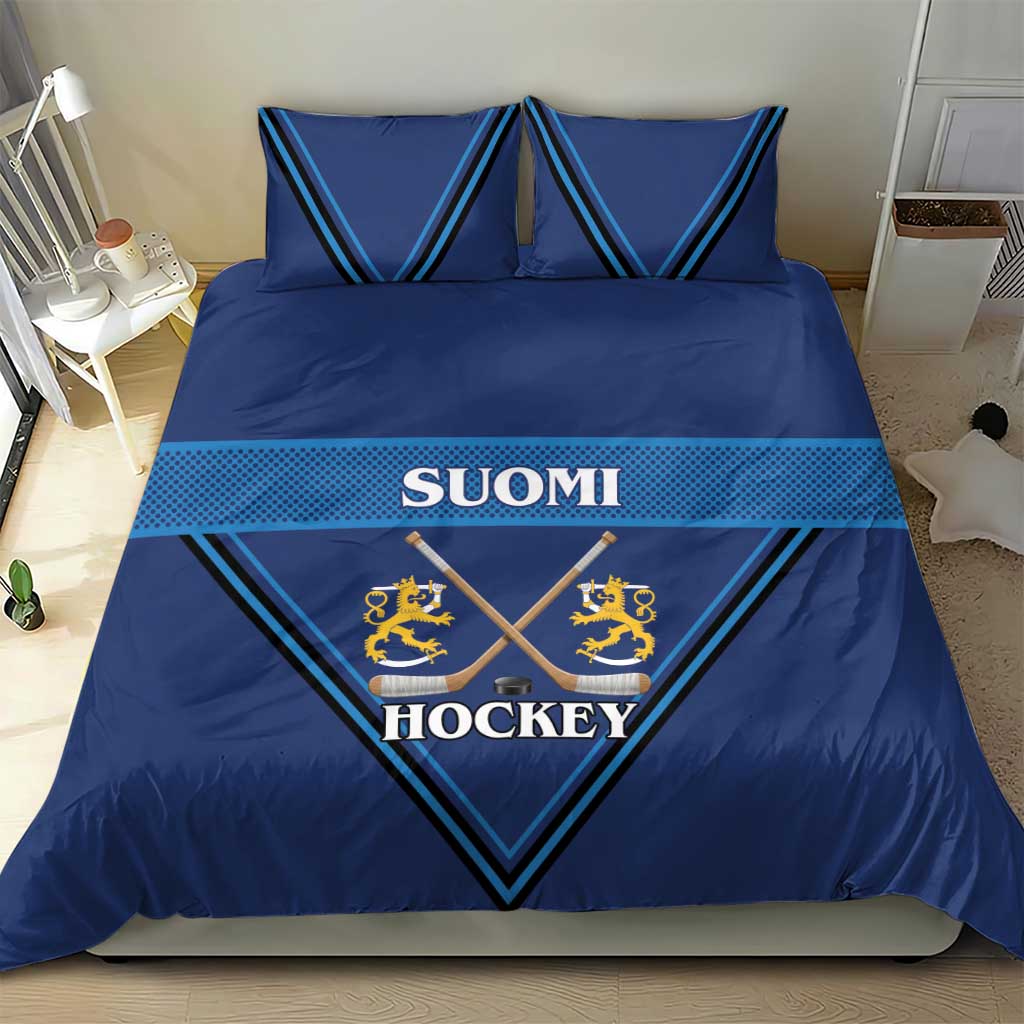 Finland Hockey Bedding Set Suomi Lion Ice Pride 2026 Blue Version