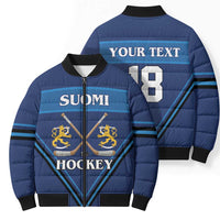 Finland Hockey Custom Bomber Puffer Jacket Suomi Lion Ice Pride 2026 Blue Version