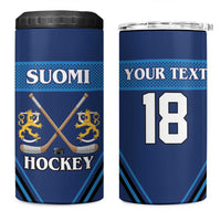 Finland Hockey Custom 4 in 1 Can Cooler Tumbler Suomi Lion Ice Pride 2026 Blue Version