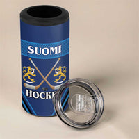 Finland Hockey Custom 4 in 1 Can Cooler Tumbler Suomi Lion Ice Pride 2026 Blue Version