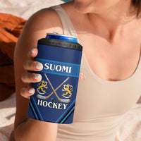 Finland Hockey Custom 4 in 1 Can Cooler Tumbler Suomi Lion Ice Pride 2026 Blue Version